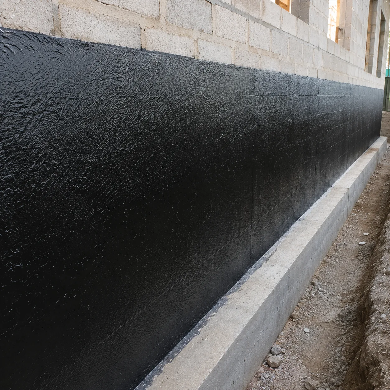 BaseLar forming a damp-proof course between foundation and masonry