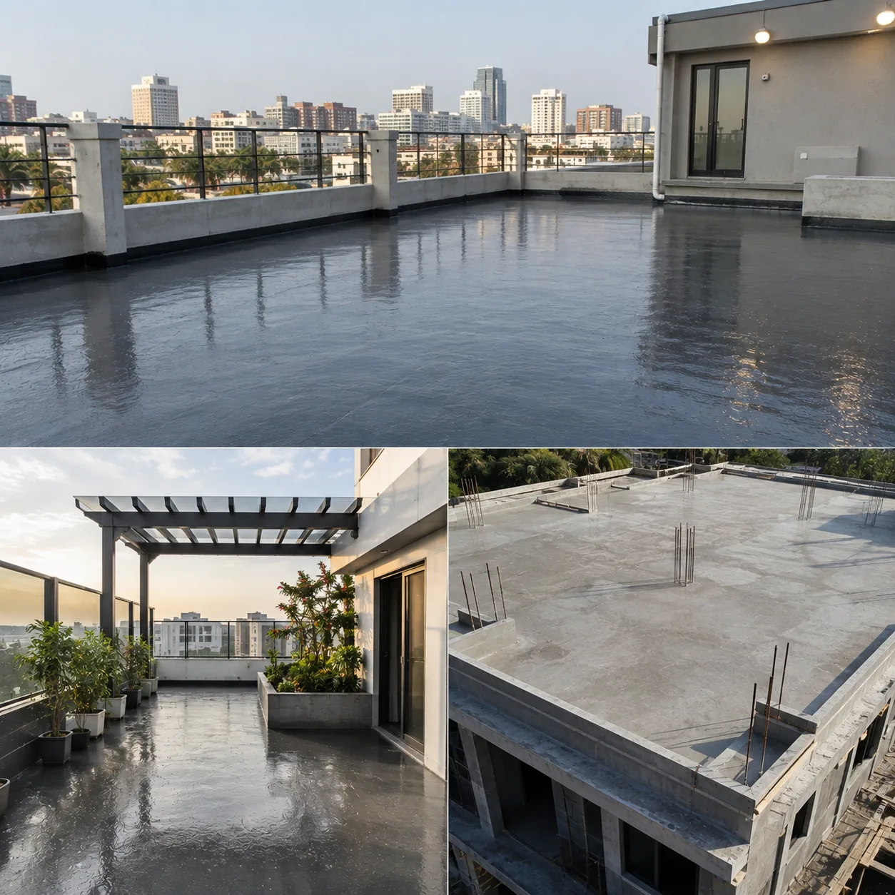 BaseLar waterproofing laid across a podium deck and roof slab