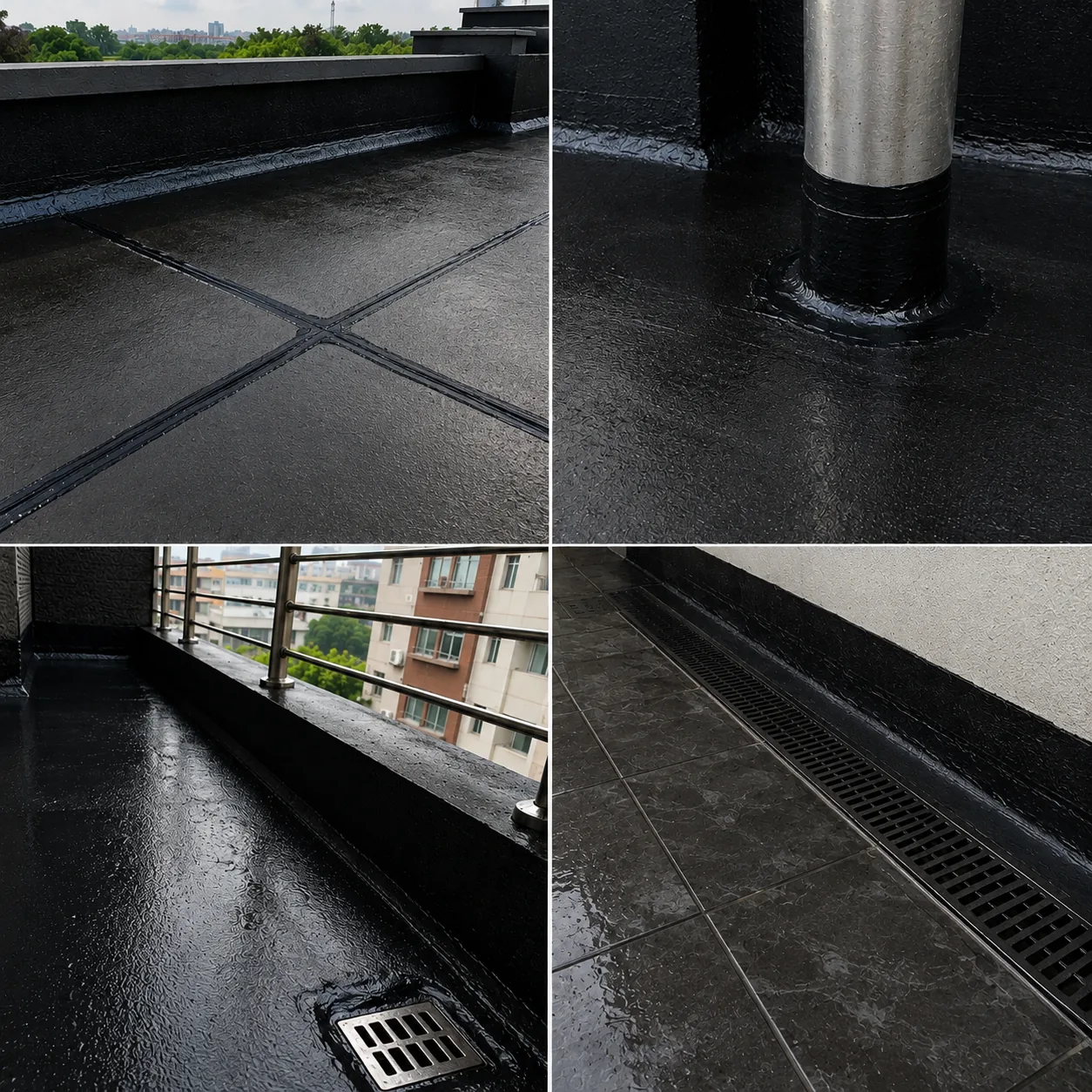 MetLar liquid rubber membrane coated across a terrace roof and balcony slab